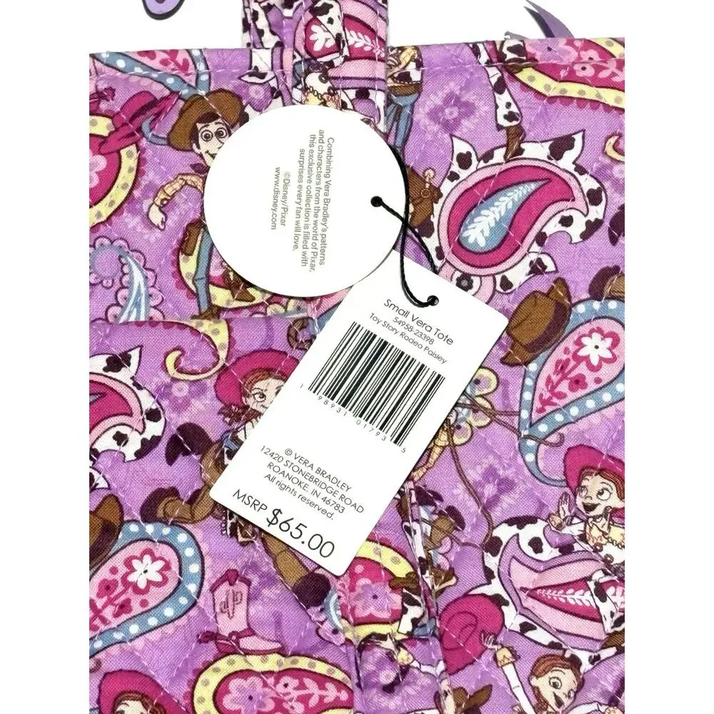 Vera Bradley Disney Pixar Toy Story Rodeo Paisley Small Vera Tote Bag Charm Set